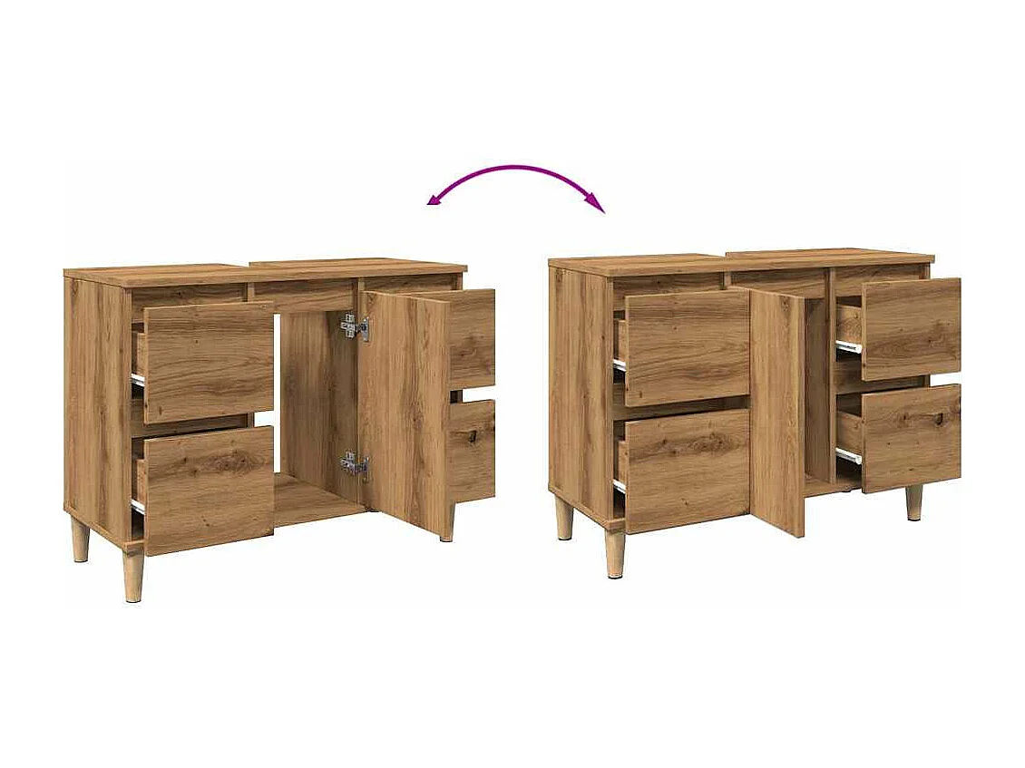 Mueble lavabo roble craft 80x33x60 cm madera de ingeniería