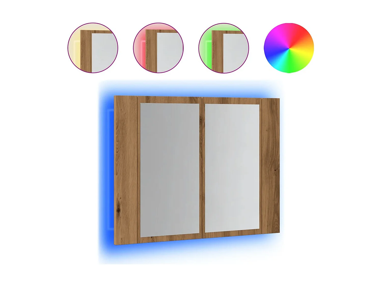 Armoire à miroir LED chêne artisanal 60x12x45cm bois ingénierie