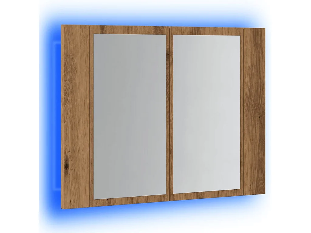Armoire à miroir LED chêne artisanal 60x12x45cm bois ingénierie