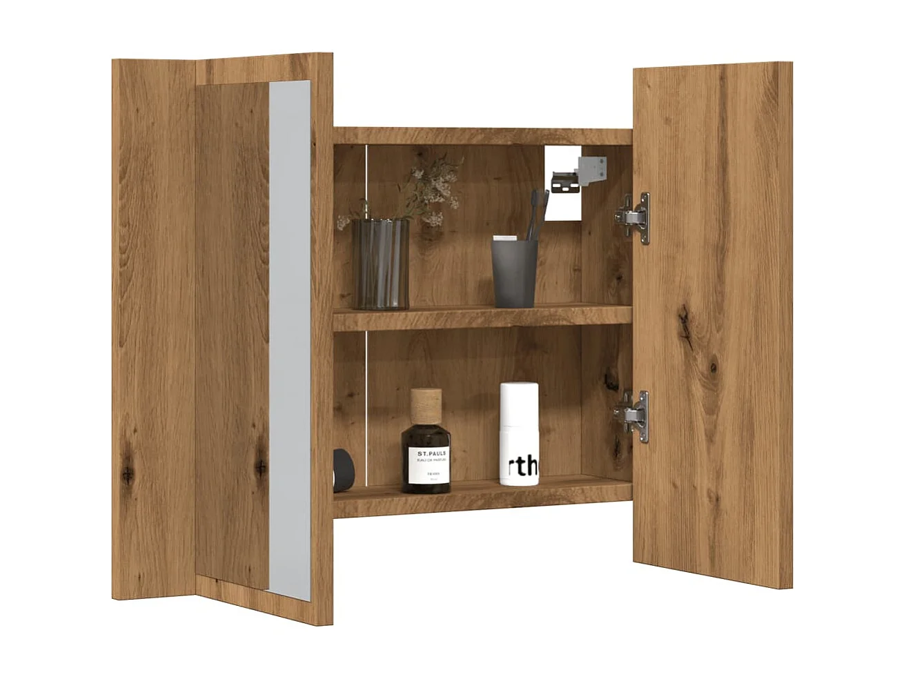 Armoire à miroir LED chêne artisanal 60x12x45cm bois ingénierie