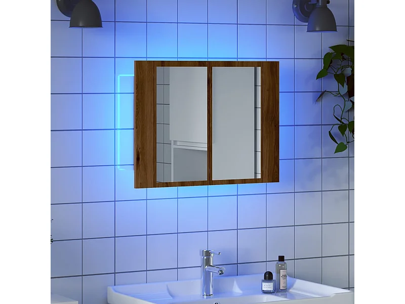 LED spiegelkast craft eiken 60x12x45cm bewerkt hout