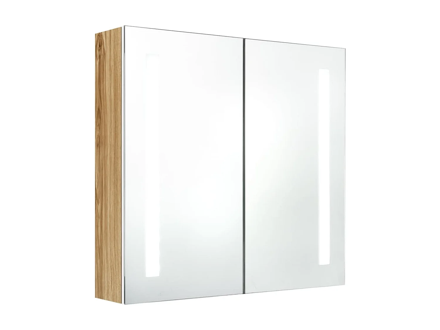 Witte en eiken LED spiegel badkamerkast 62x14x60cm