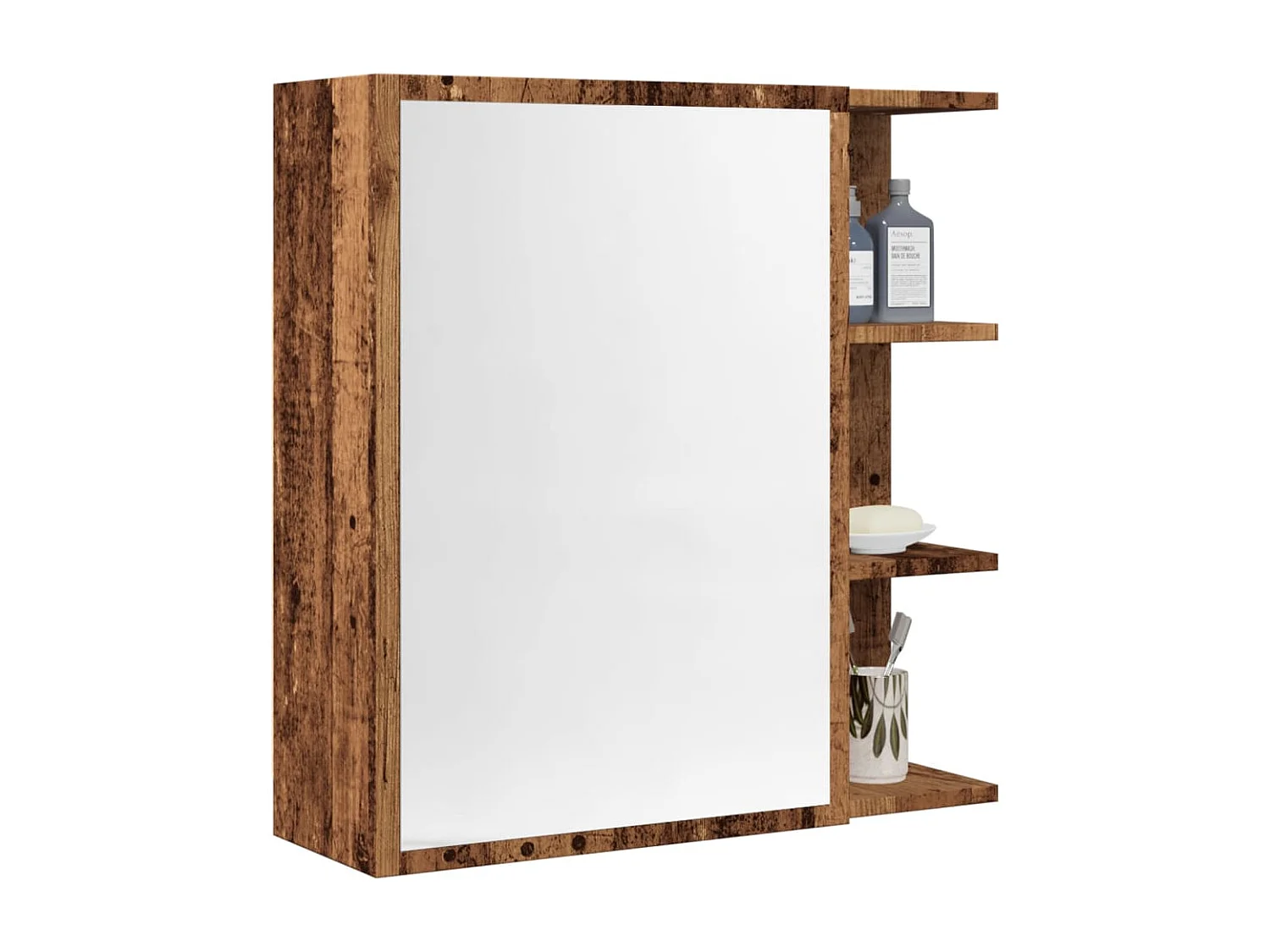Armoire à miroir de salle de bain vieux bois 62,5x20,5x64 cm