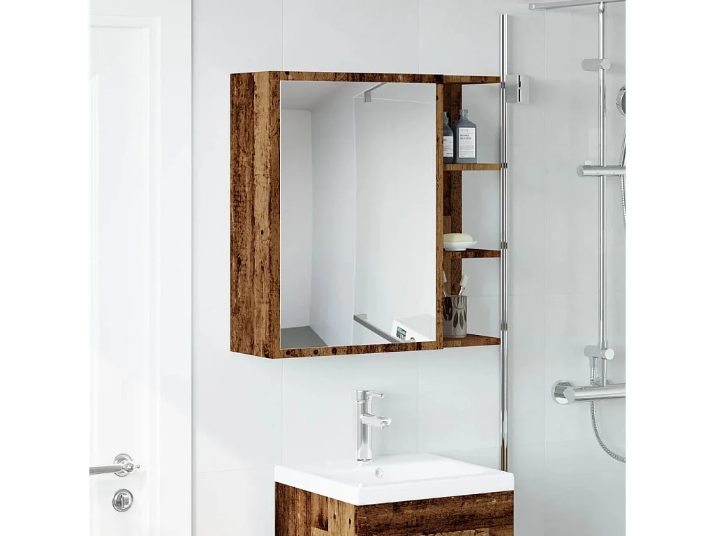 Armoire à miroir de salle de bain vieux bois 62,5x20,5x64 cm