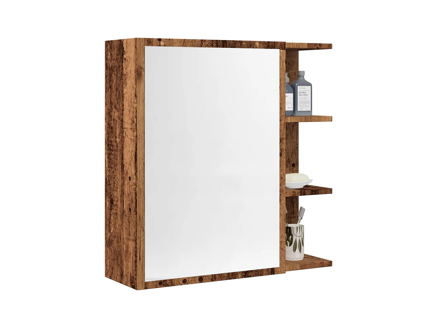 Armoire à miroir de salle de bain vieux bois 62,5x20,5x64 cm