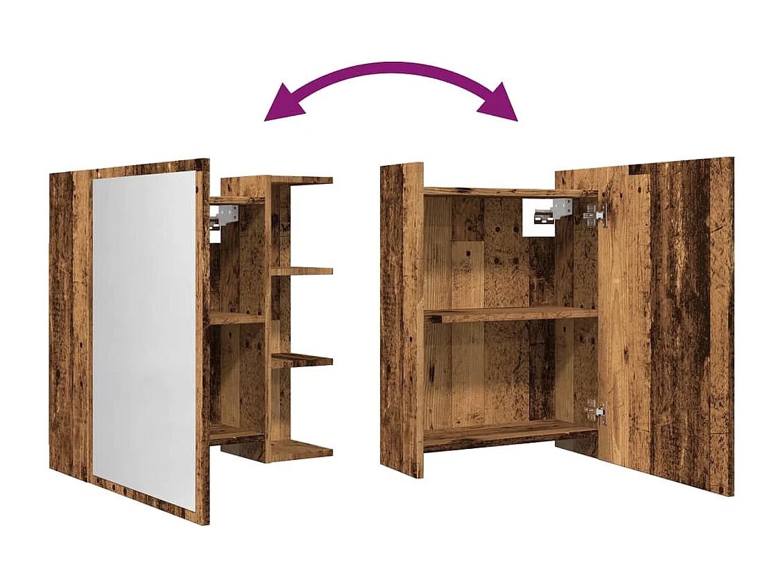 Armoire à miroir de salle de bain vieux bois 62,5x20,5x64 cm