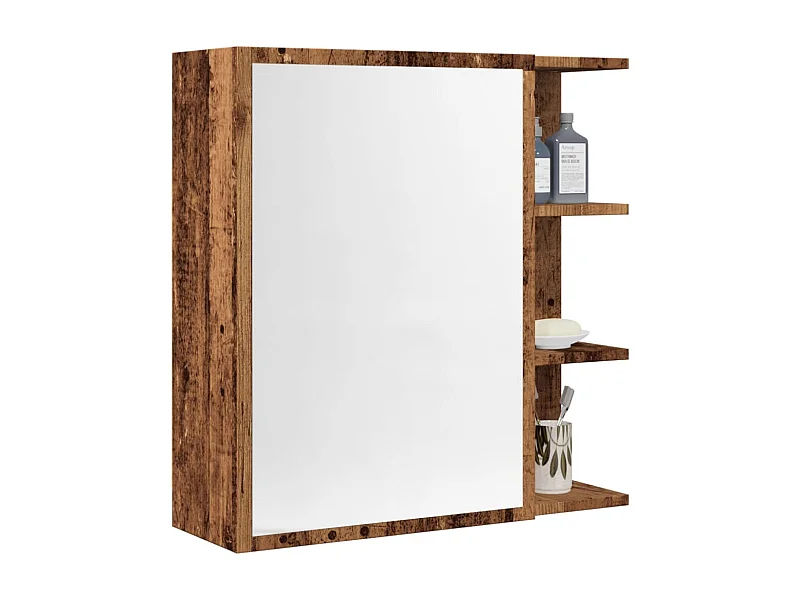 Armoire à miroir de salle de bain vieux bois 62,5x20,5x64 cm