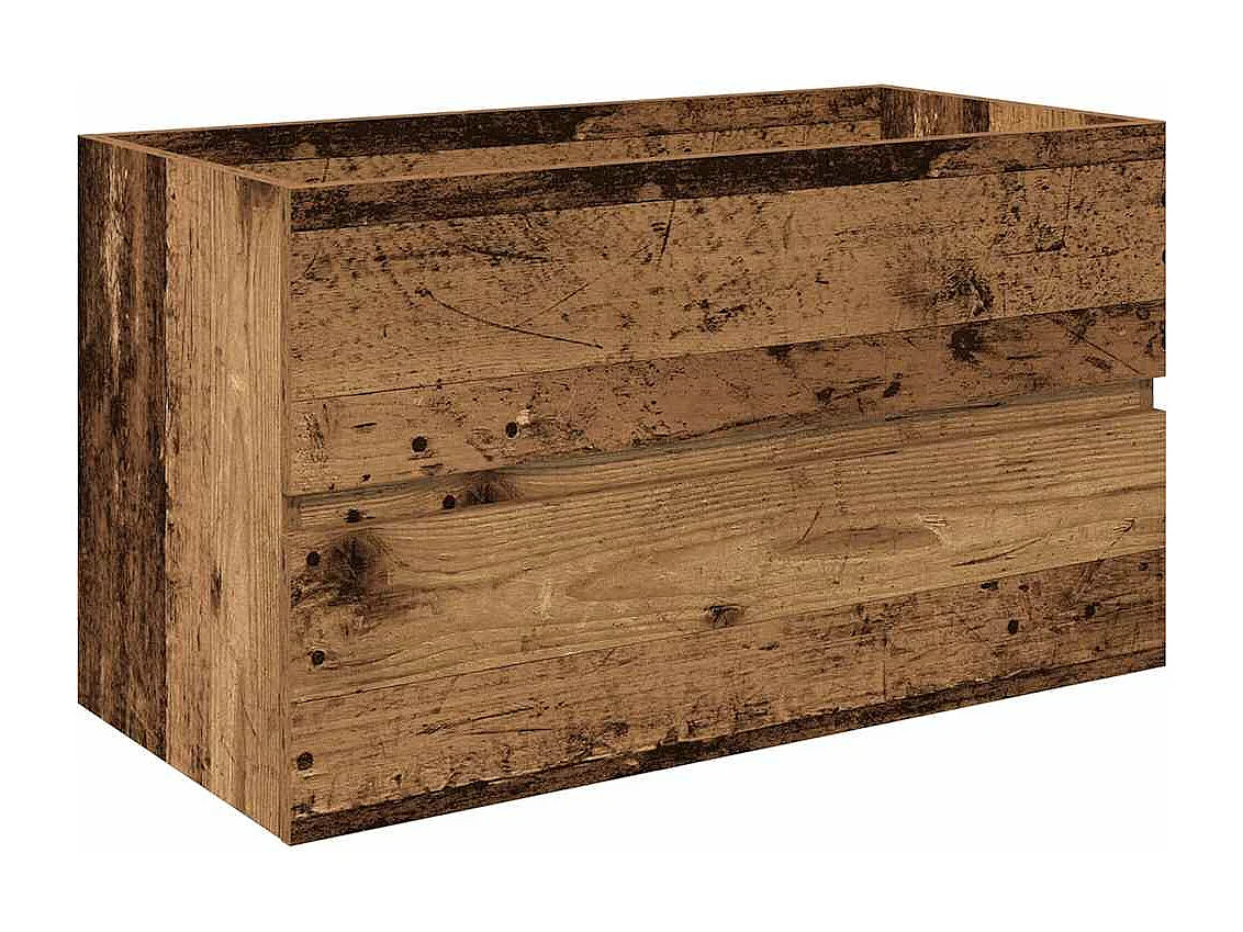 Mueble lavabo con lavabo integrado y grifería madera antigua