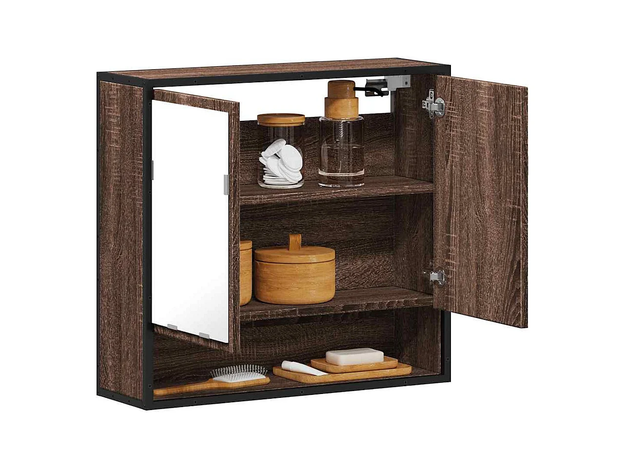 Armoire à miroir de salle de bain chêne marron bois ingénierie