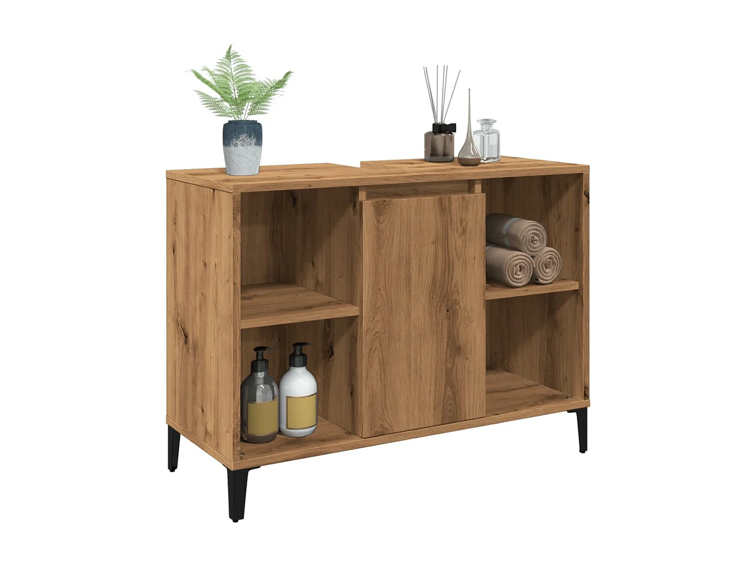 Mueble lavabo roble craft 80x33x60 cm madera de ingeniería