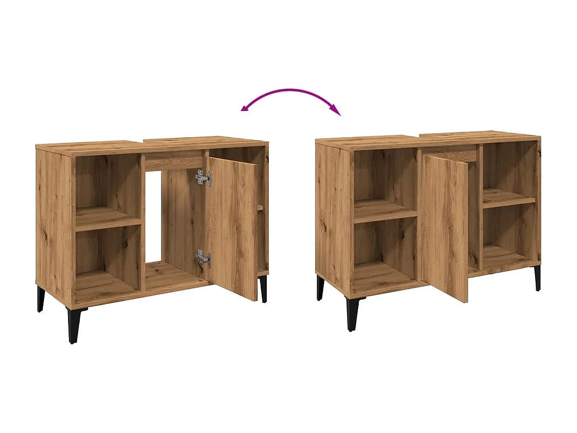 Mueble lavabo roble craft 80x33x60 cm madera de ingeniería