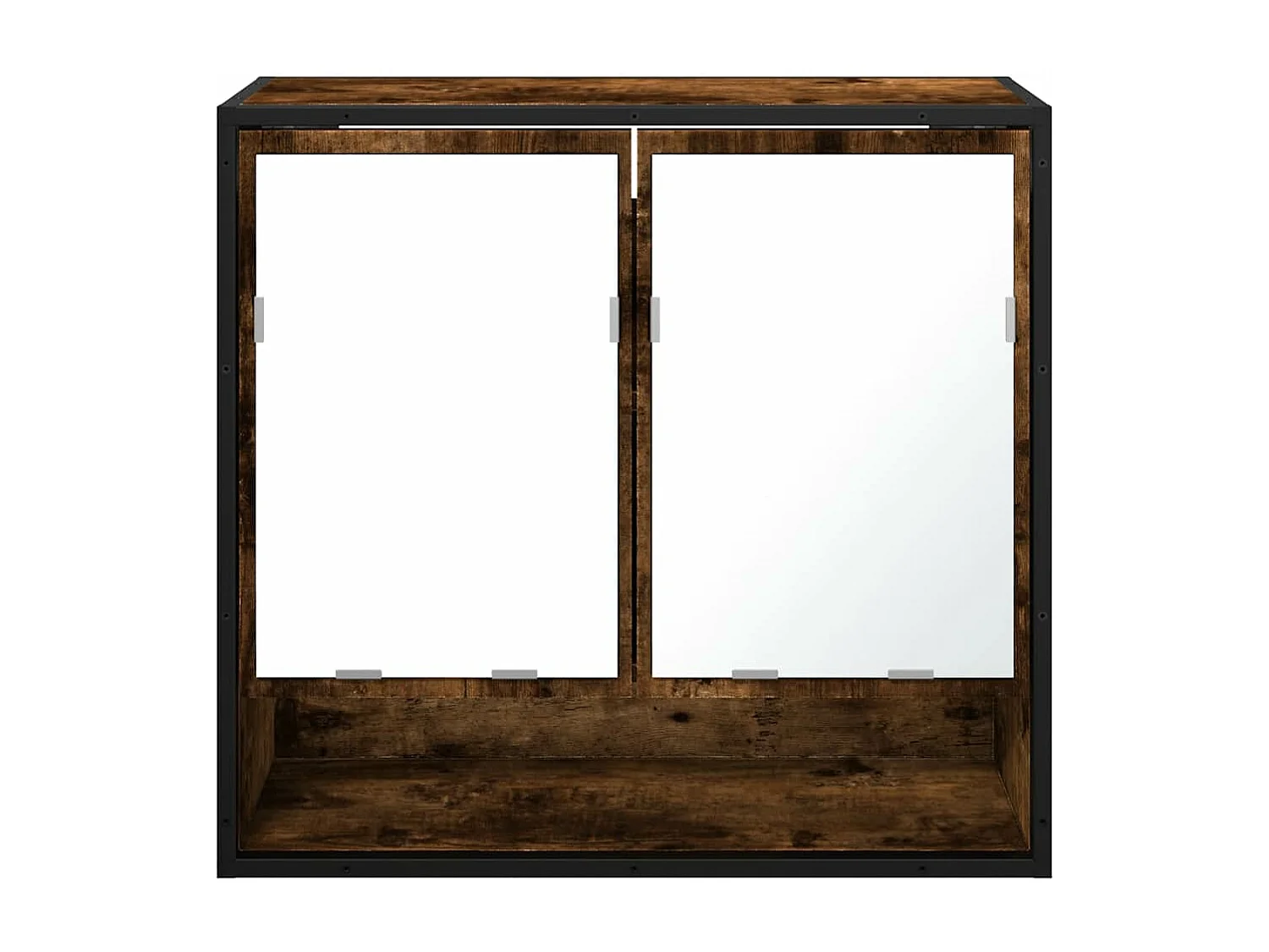 Mobiletto per il bagno con specchio in legno ingegnerizzato rovere affumicato