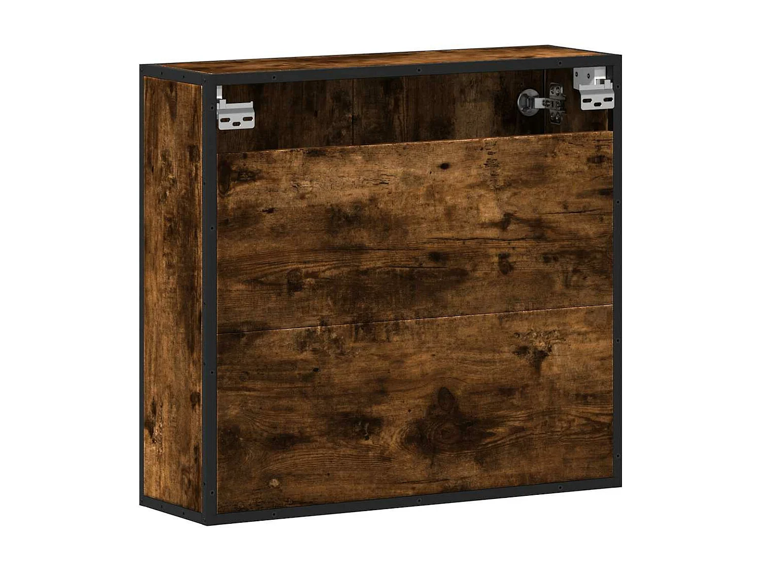 Mobiletto per il bagno con specchio in legno ingegnerizzato rovere affumicato