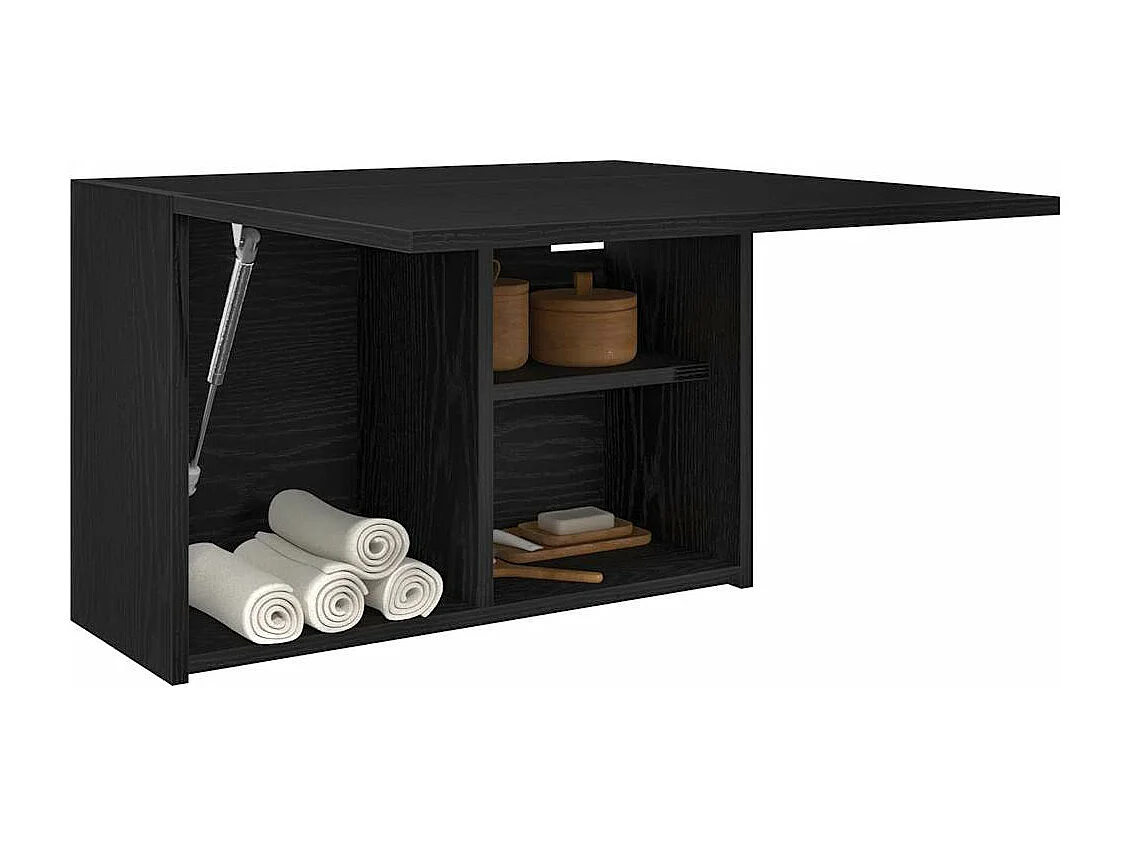 Schwarzer Badezimmer-Wandschrank 60x25x40 cm aus Holzwerkstoff