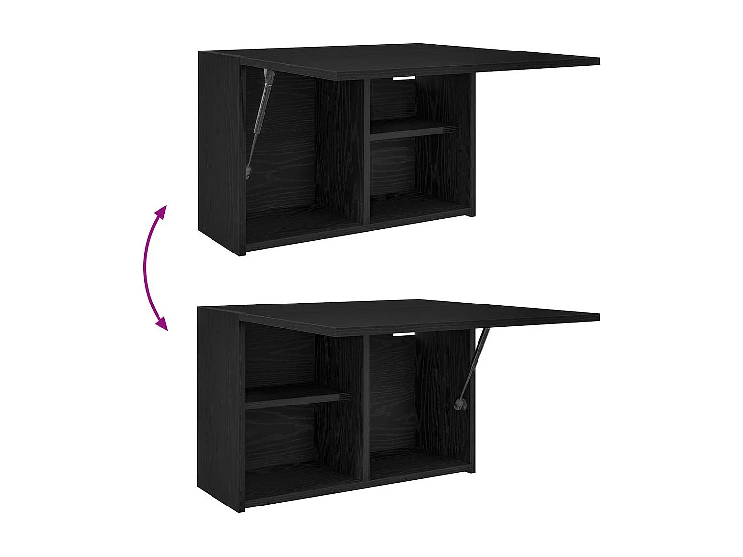 Schwarzer Badezimmer-Wandschrank 60x25x40 cm aus Holzwerkstoff