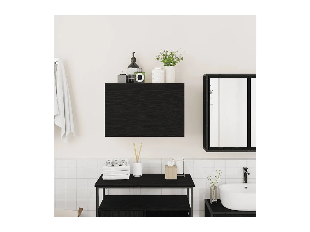 Armoire murale de bain noir 60x25x40 cm bois d'ingénierie