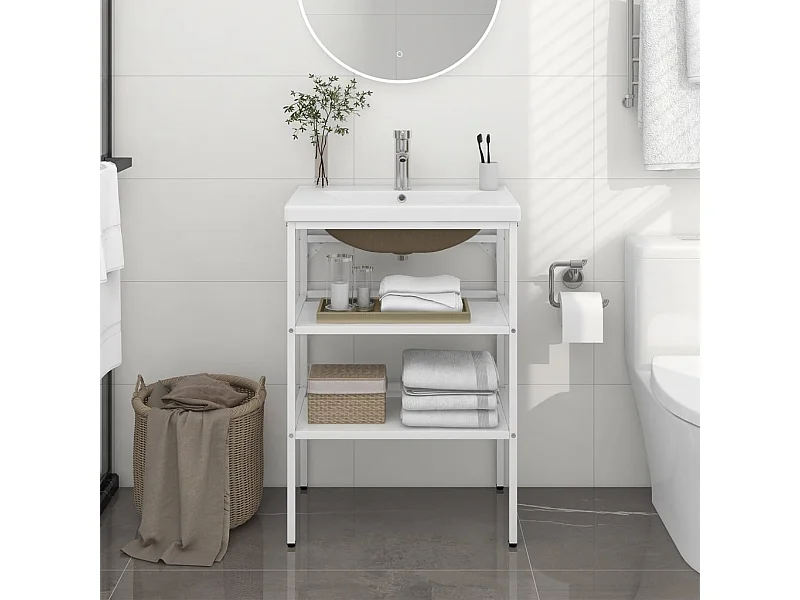 Cadre de lavabo de salle de bain vasque à encastrer Blanc Fer