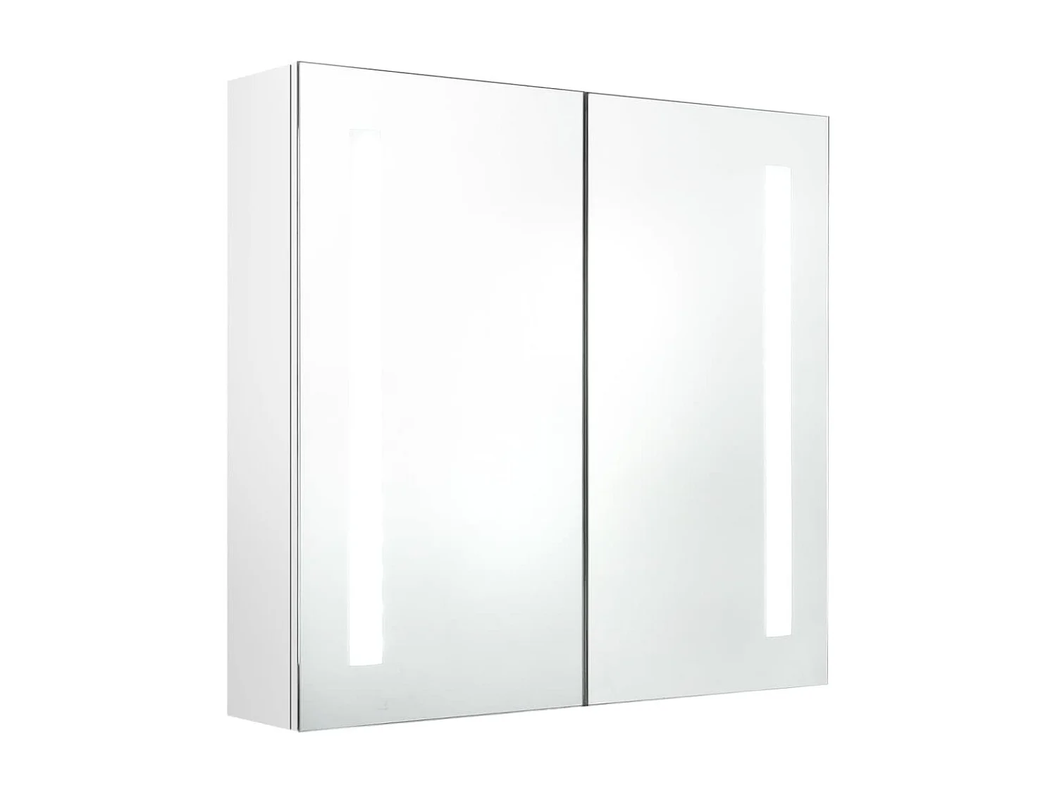 Armoire de salle de bain à miroir LED Blanc brillant 62x14x60cm
