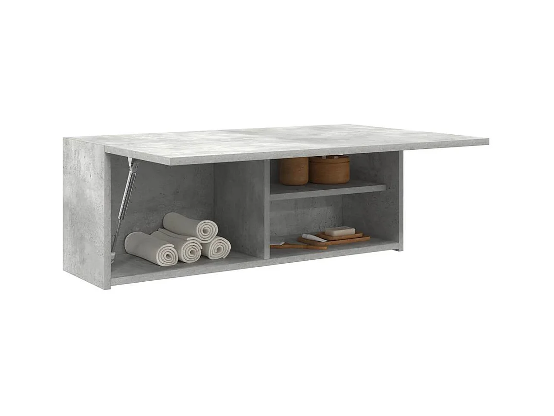 Armoire murale de bain gris béton 80x25x30 cm bois d'ingénierie
