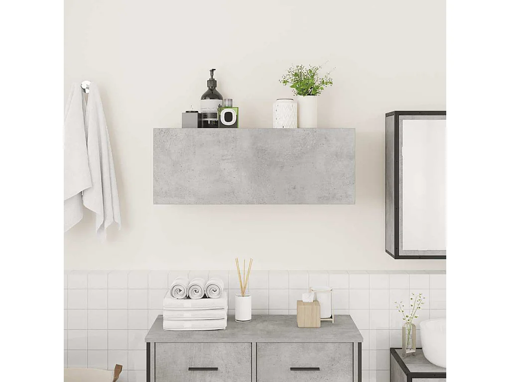 Armoire murale de bain gris béton 80x25x30 cm bois d'ingénierie