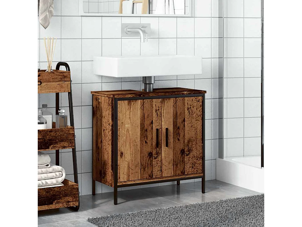 Armoire lavabo vieux bois 60x30x60 cm bois d'ingénierie