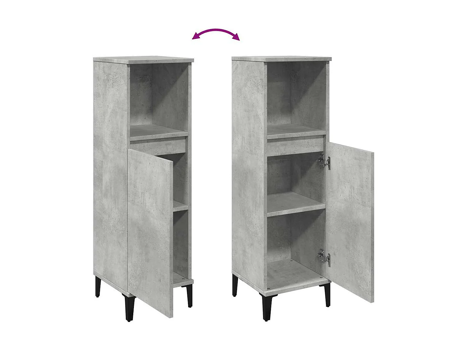 Armoire de salle de bain gris béton 30x30x100 cm