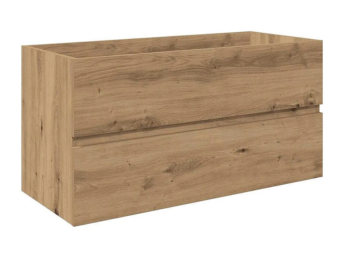 Mueble lavabo con lavabo integrado y grifería, roble trabajado a mano