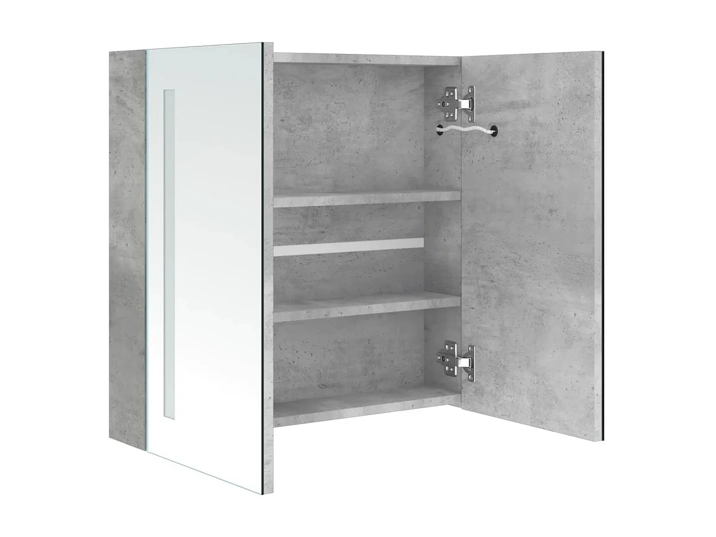 Armoire de salle de bain à miroir LED Gris béton 62x14x60 cm