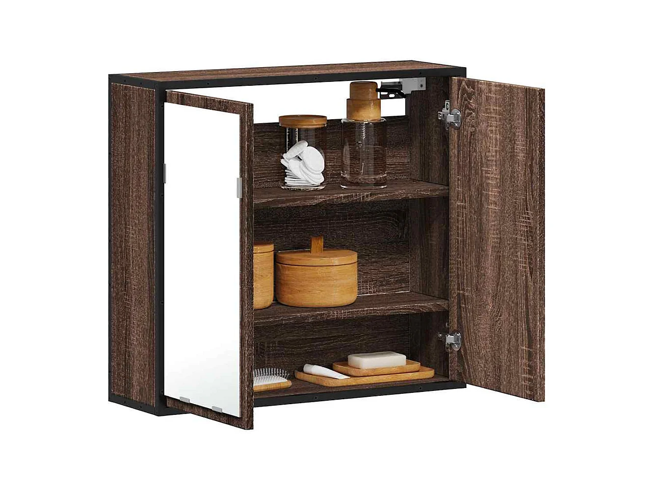 Armoire à miroir de salle de bain chêne marron bois ingénierie