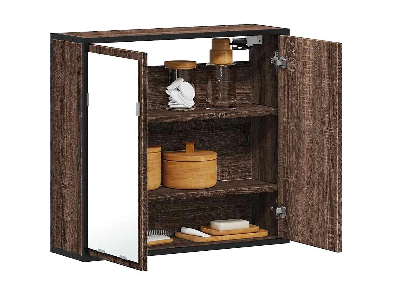 Armoire à miroir de salle de bain chêne marron bois ingénierie