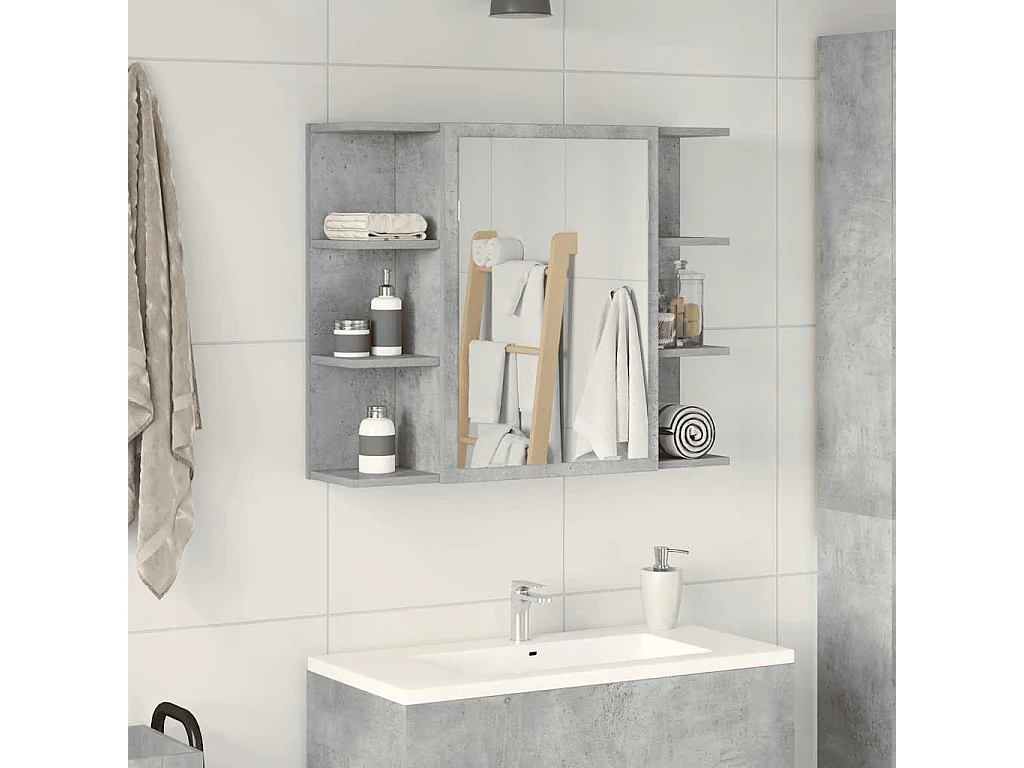 Armoire à miroir de bain Gris béton 80x20,5x64 cm Aggloméré