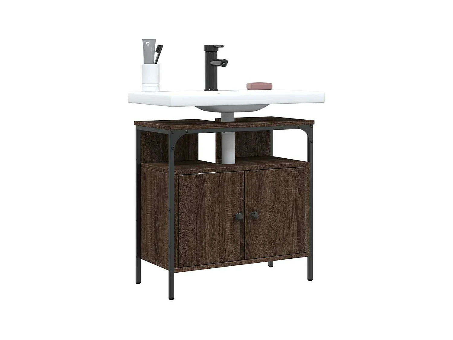 Badezimmer Waschbeckenunterschrank Eiche braun 60x30x60 cm