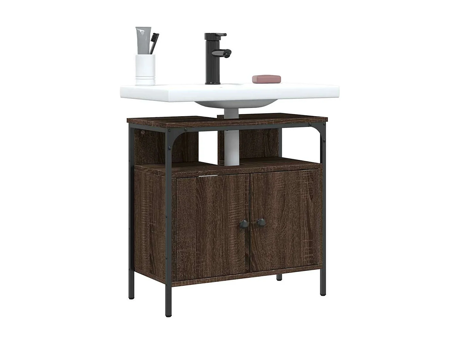 Badezimmer Waschbeckenunterschrank Eiche braun 60x30x60 cm