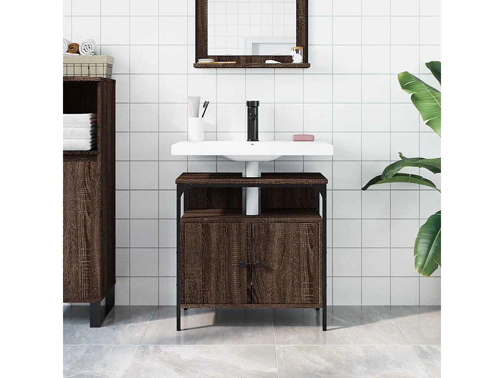 Badezimmer Waschbeckenunterschrank Eiche braun 60x30x60 cm