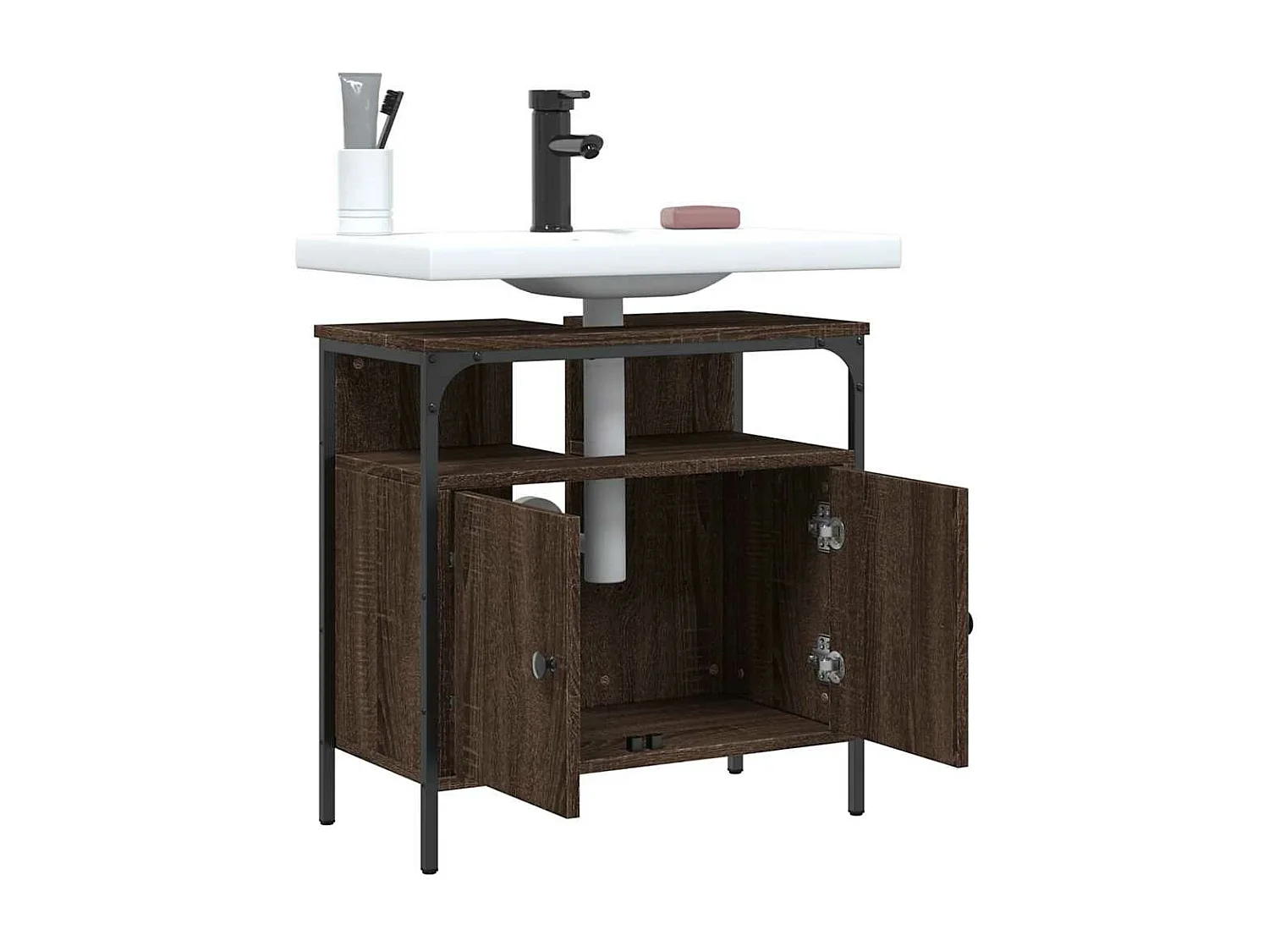 Badezimmer Waschbeckenunterschrank Eiche braun 60x30x60 cm