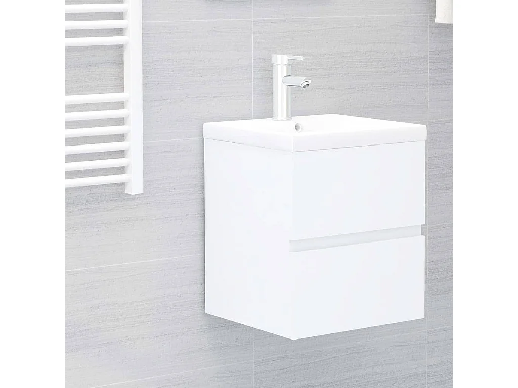 Armoire d'évier avec lavabo intégré Blanc Aggloméré
