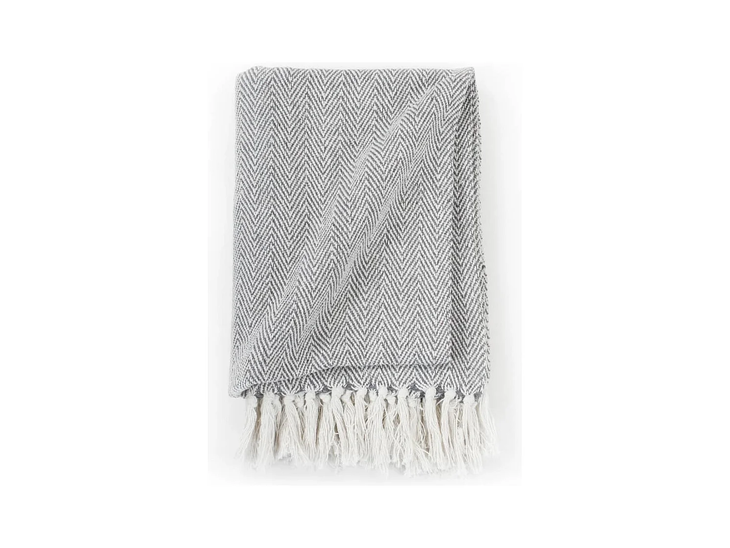 Couverture coton à chevrons 160x210 cm Gris