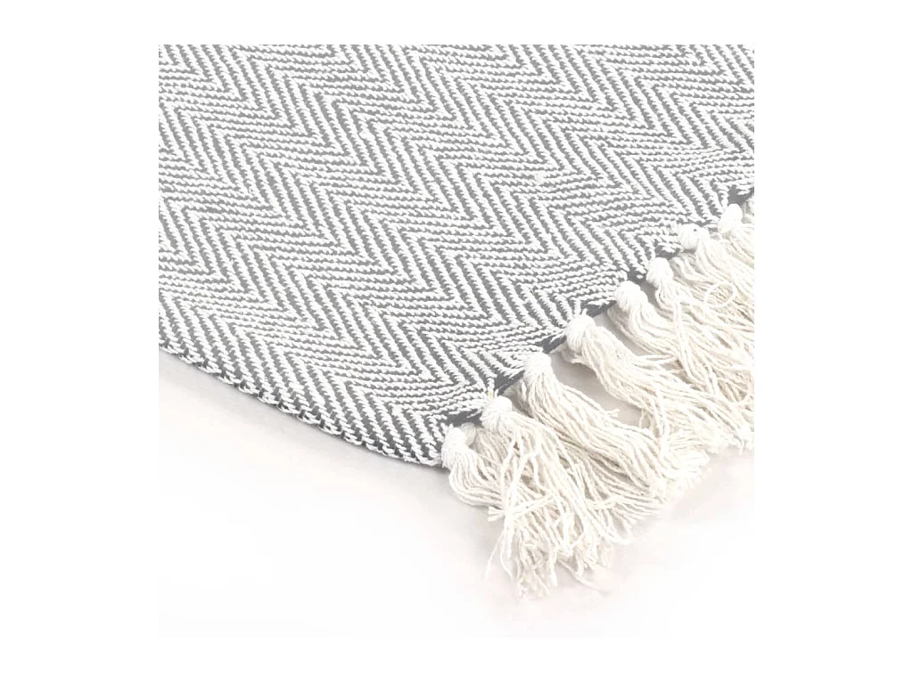 Couverture coton à chevrons 160x210 cm Gris