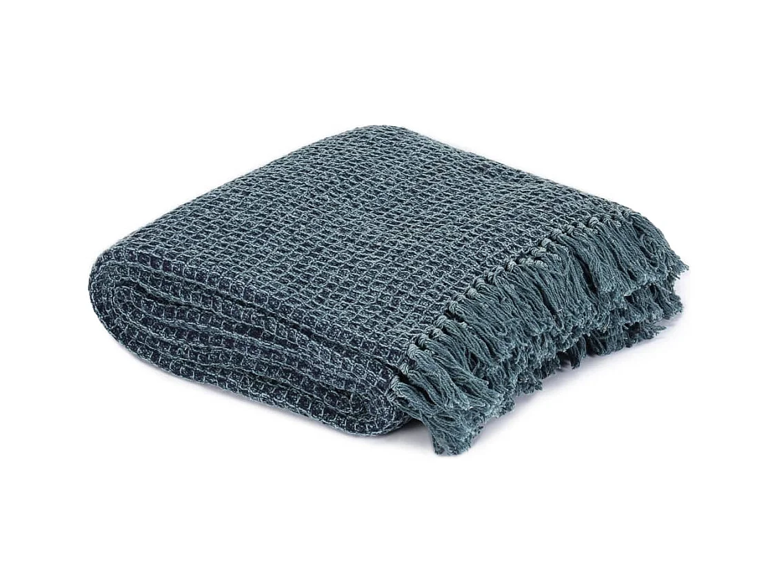Couverture en coton 220 x 250 cm Bleu indigo