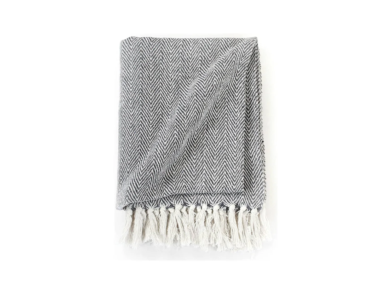 Coperta in cotone a spina di pesce 160x210 cm Blu navy