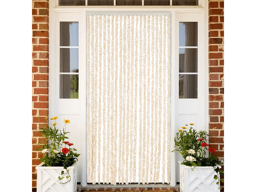 Cortina mosquiteira bege e branca 90x220 cm chenille
