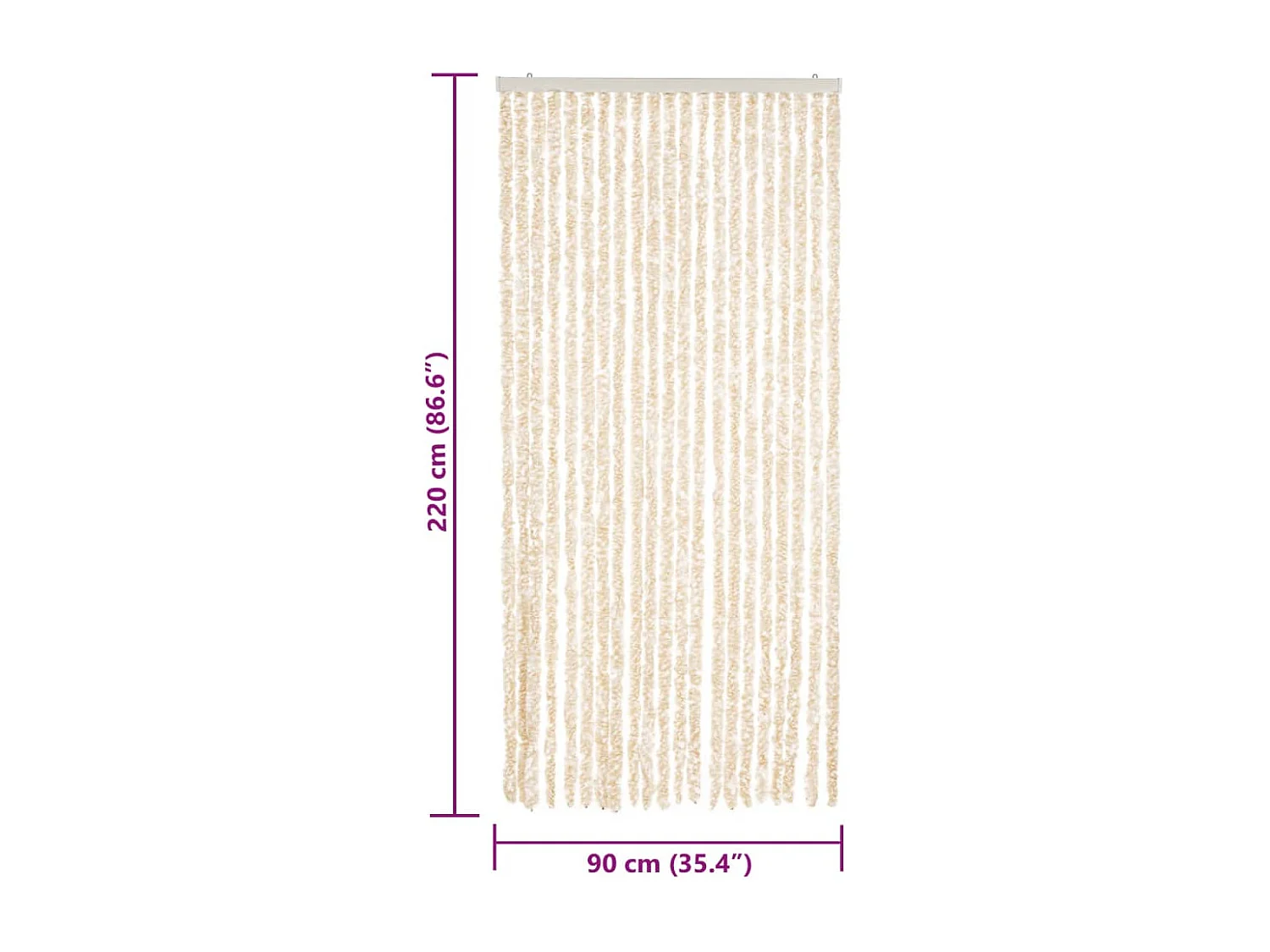 Rideau anti-mouches beige et blanc 90x220 cm chenille