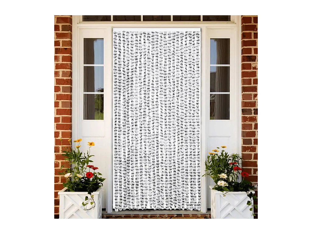 Rideau anti-mouches gris clair et gris foncé 90x200 cm chenille