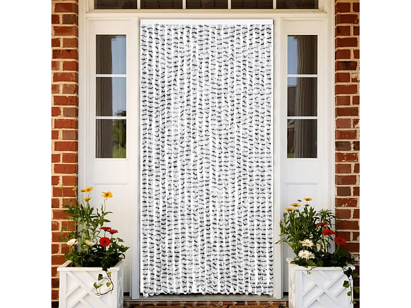Rideau anti-mouches gris clair et gris foncé 90x200 cm chenille