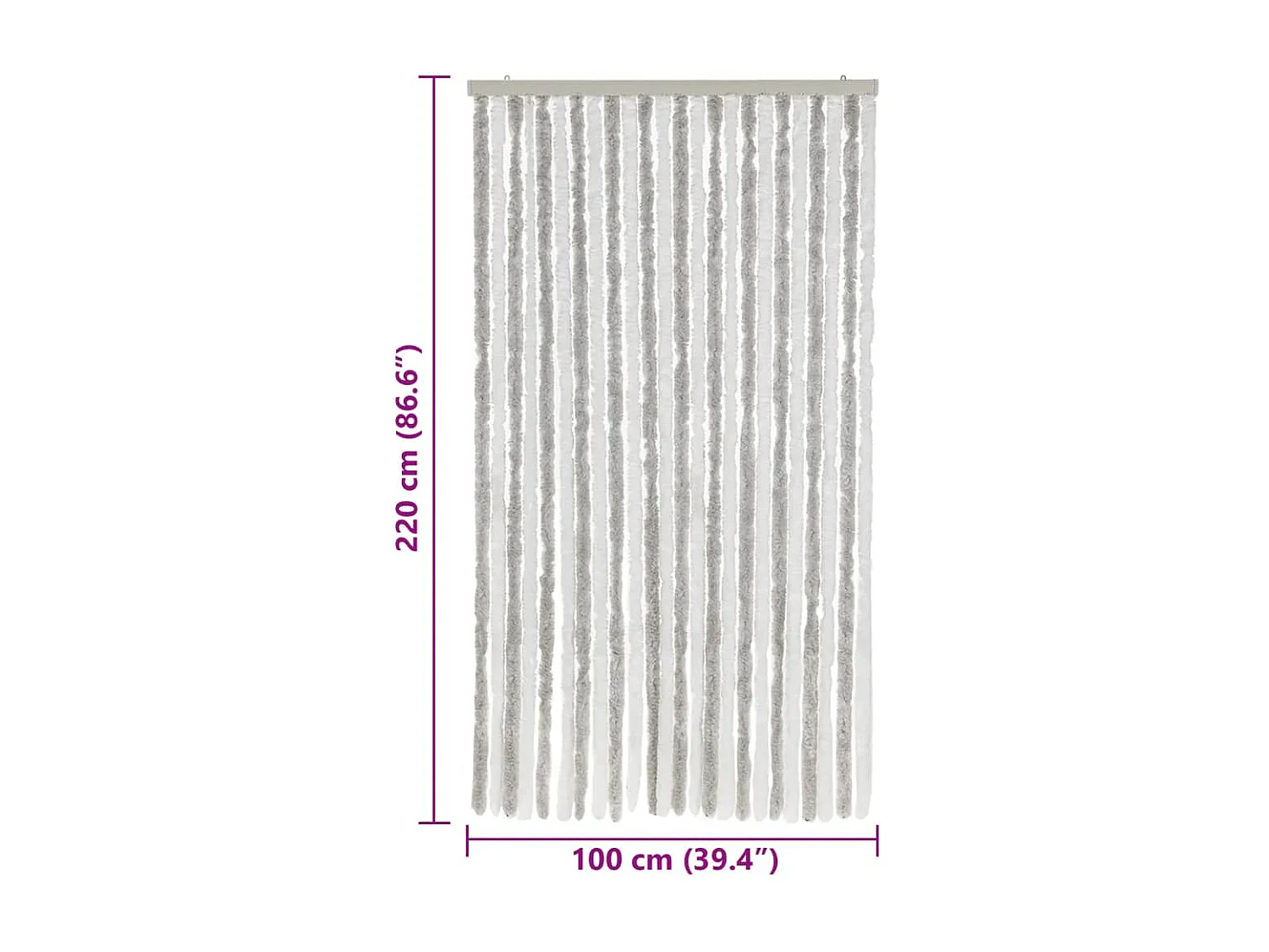 Cortina mosquitera gris claro y blanca 100x220 cm chenilla