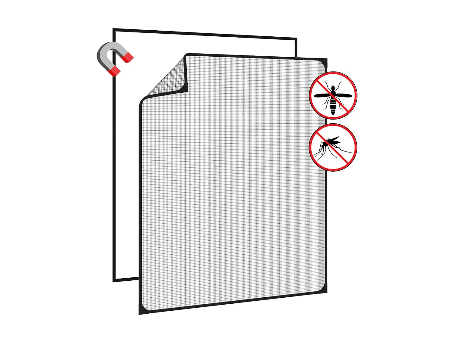Moustiquaire magnétique pour fenêtres anthracite 100x120 cm
