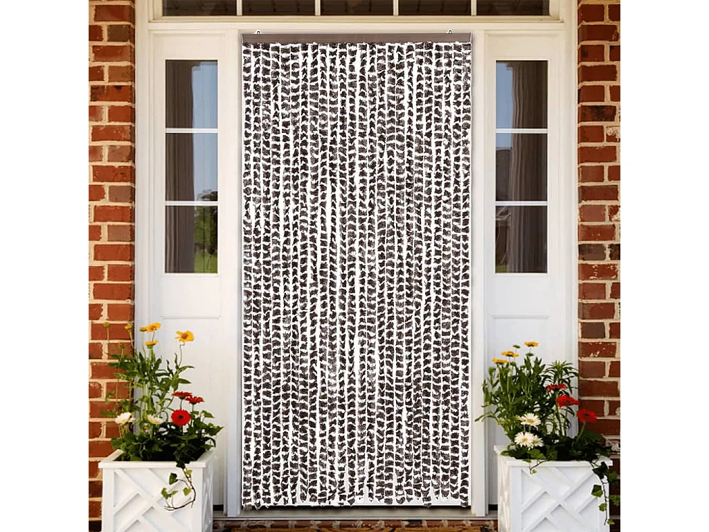 Braun-weißer Fliegenvorhang 100x200 cm Chenille