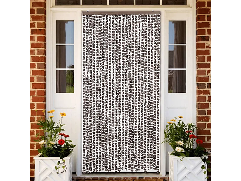 Rideau anti-mouches marron et blanc 100x200 cm chenille