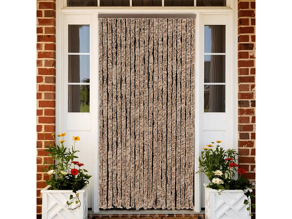 Tenda a mosca beige e marrone scuro 90x220 cm ciniglia