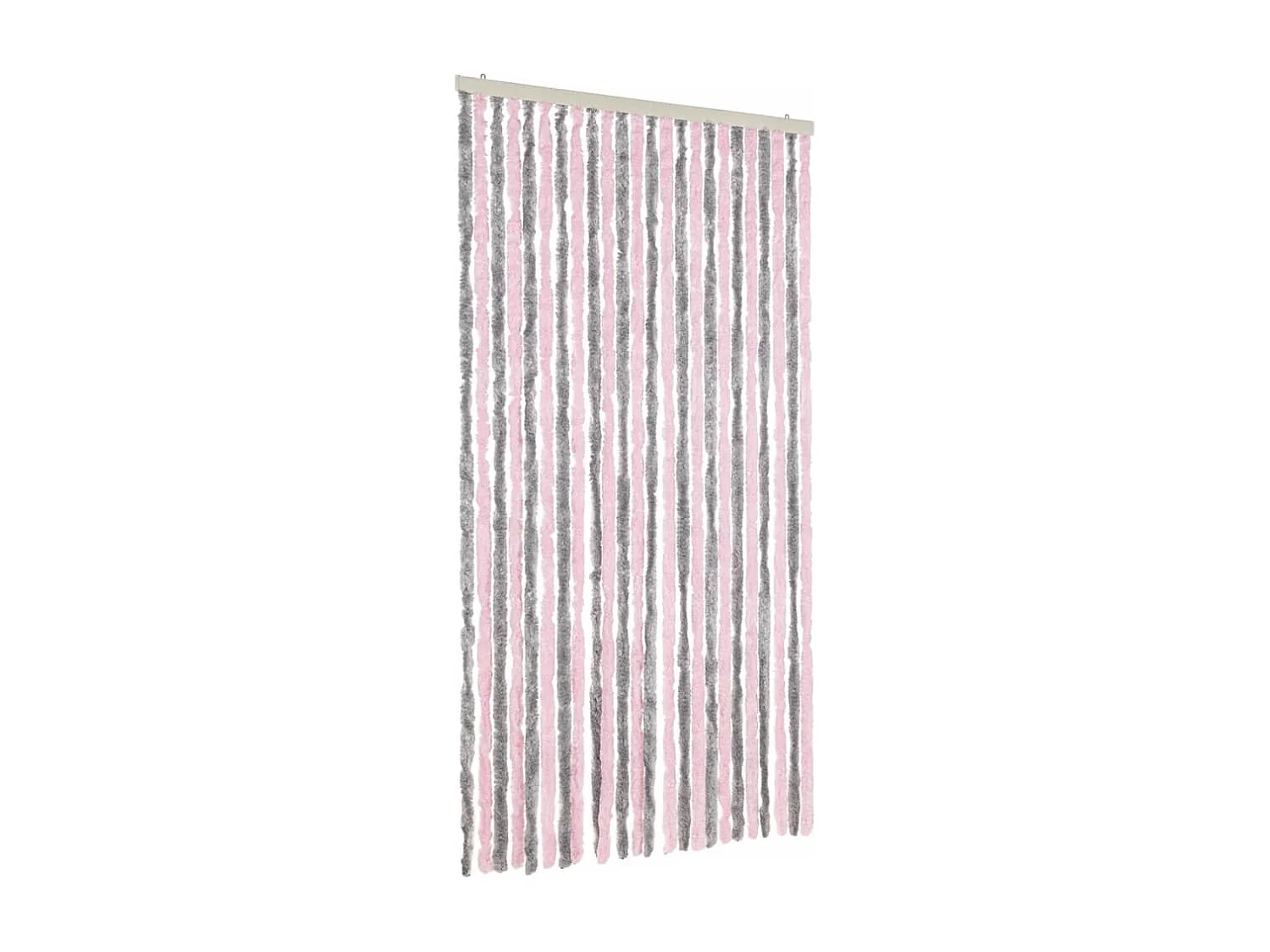 Rideau anti-mouches gris argenté et rose 100x200 cm chenille